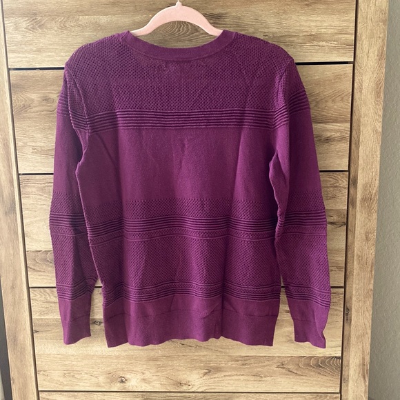Market & Spruce - Rowan Textured Cotton Blend Sweater - Purple - Medium - Picture 2 of 7